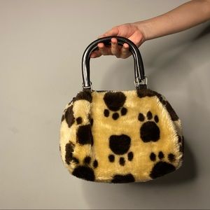 faux fur paw print bag